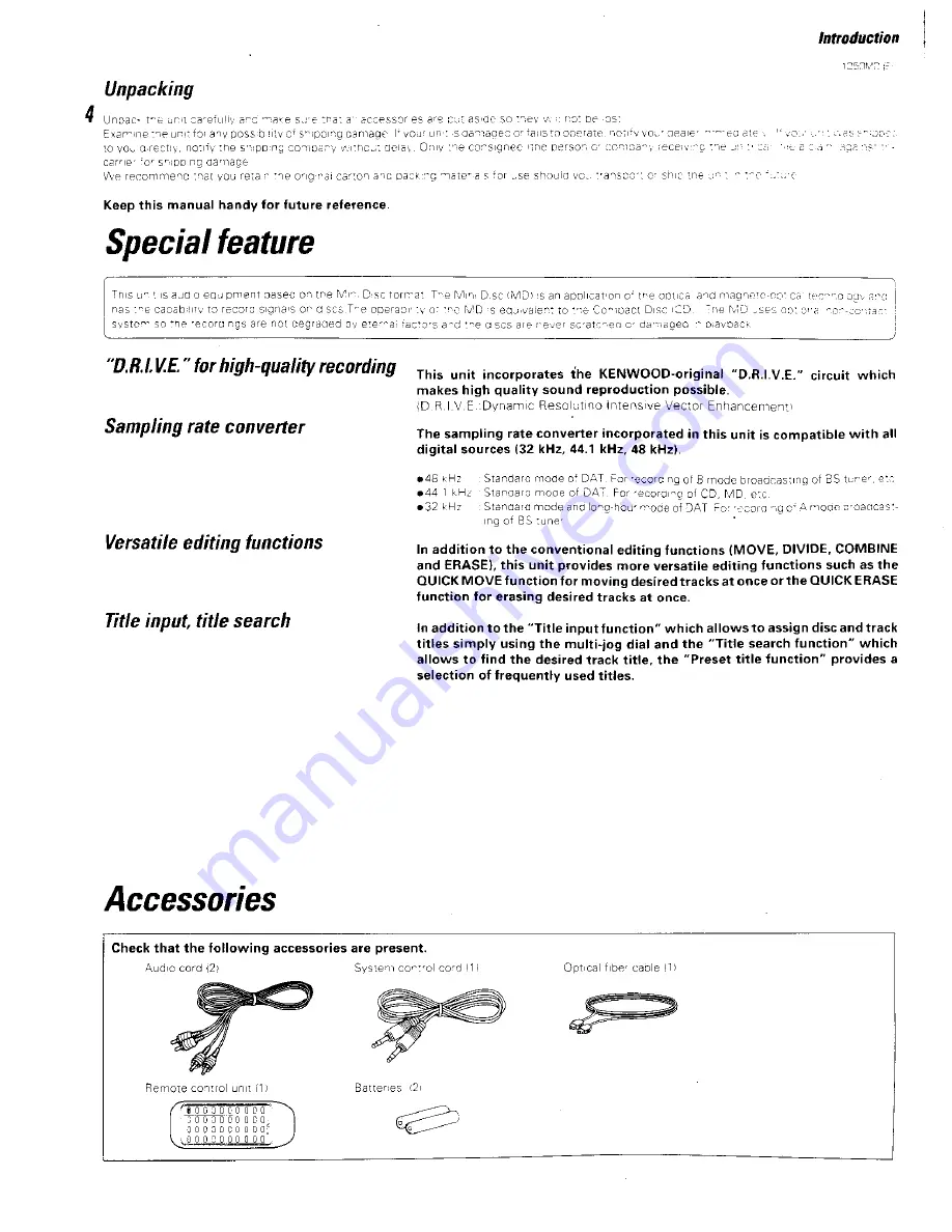 Kenwood 1050MD Instruction Manual Download Page 4