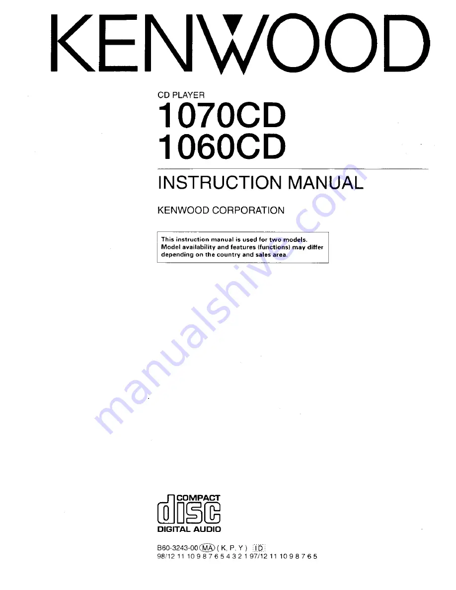 Kenwood 1060CD Instruction Manual Download Page 1