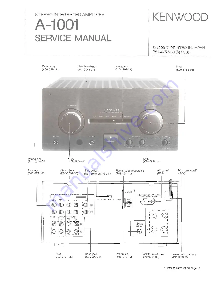 Kenwood A-1001 Service Manual Download Page 1