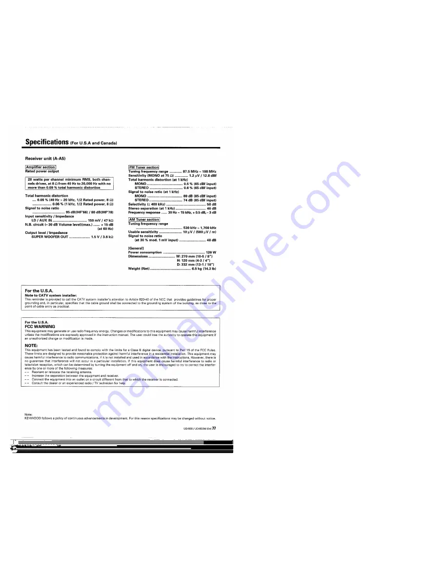 Kenwood A-A5 Instruction Manual Download Page 77