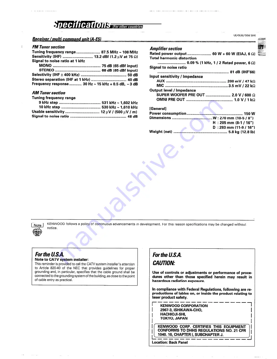 Kenwood A-E5 Instruction Manual Download Page 71