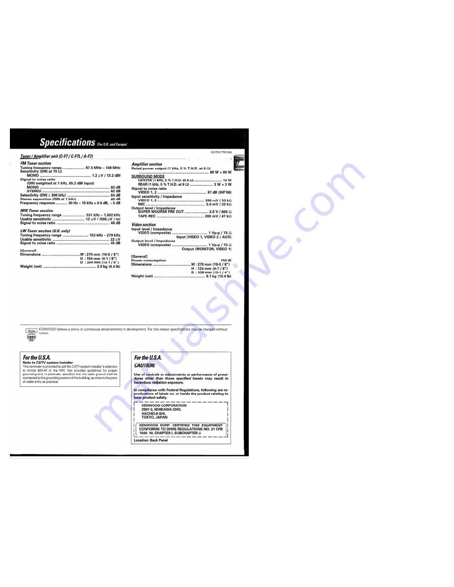 Kenwood A-F7 Instruction Manual Download Page 77