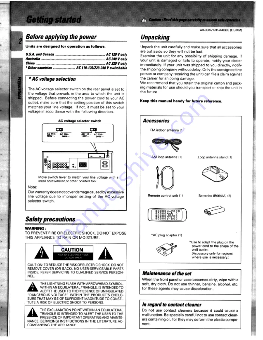 Kenwood AR-304 Instruction Manual Download Page 2