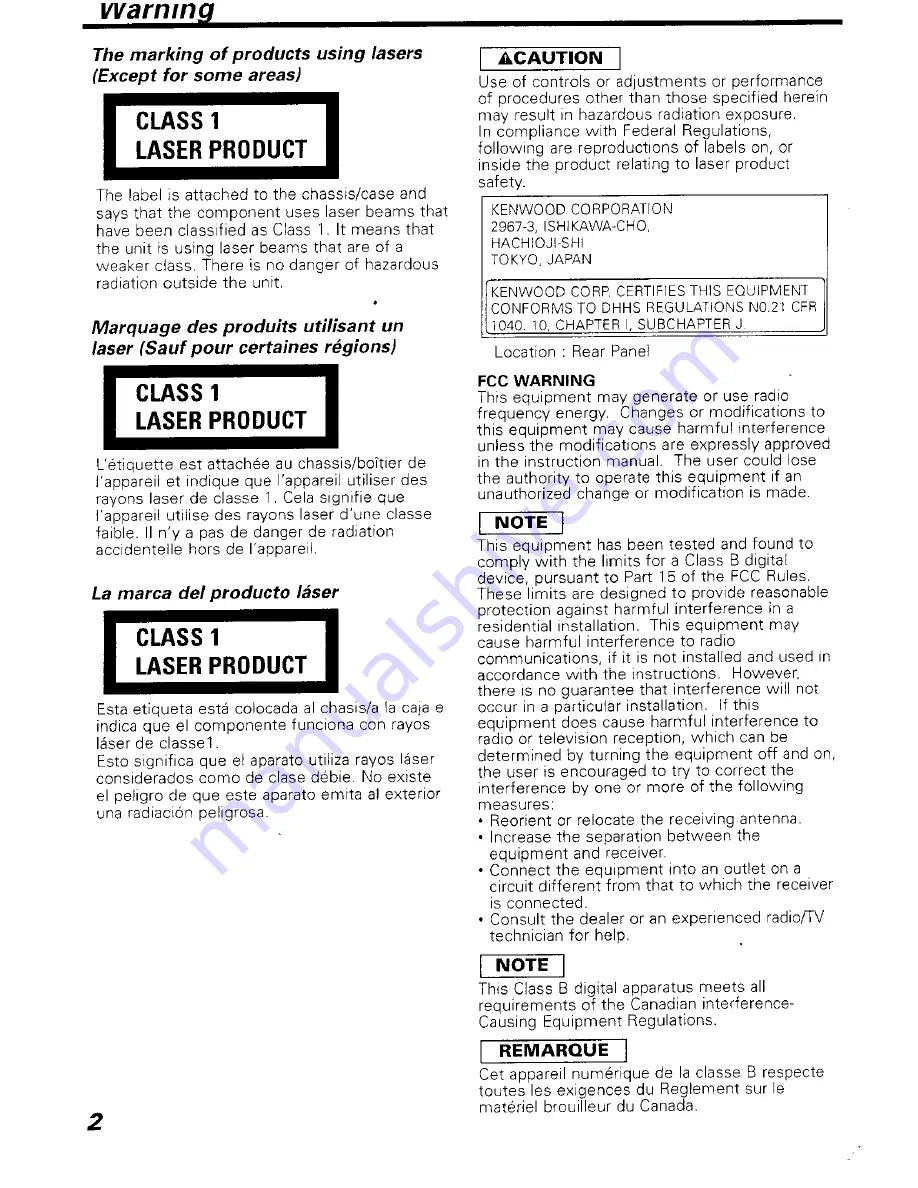 Kenwood C907 Instruction Manual Download Page 2