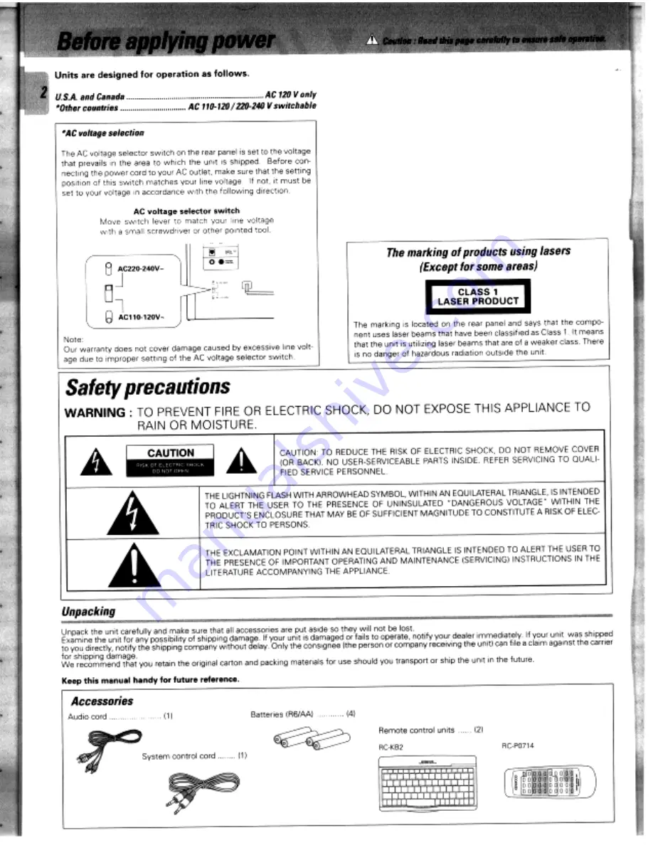 Kenwood CD-424M Instruction Manual Download Page 2