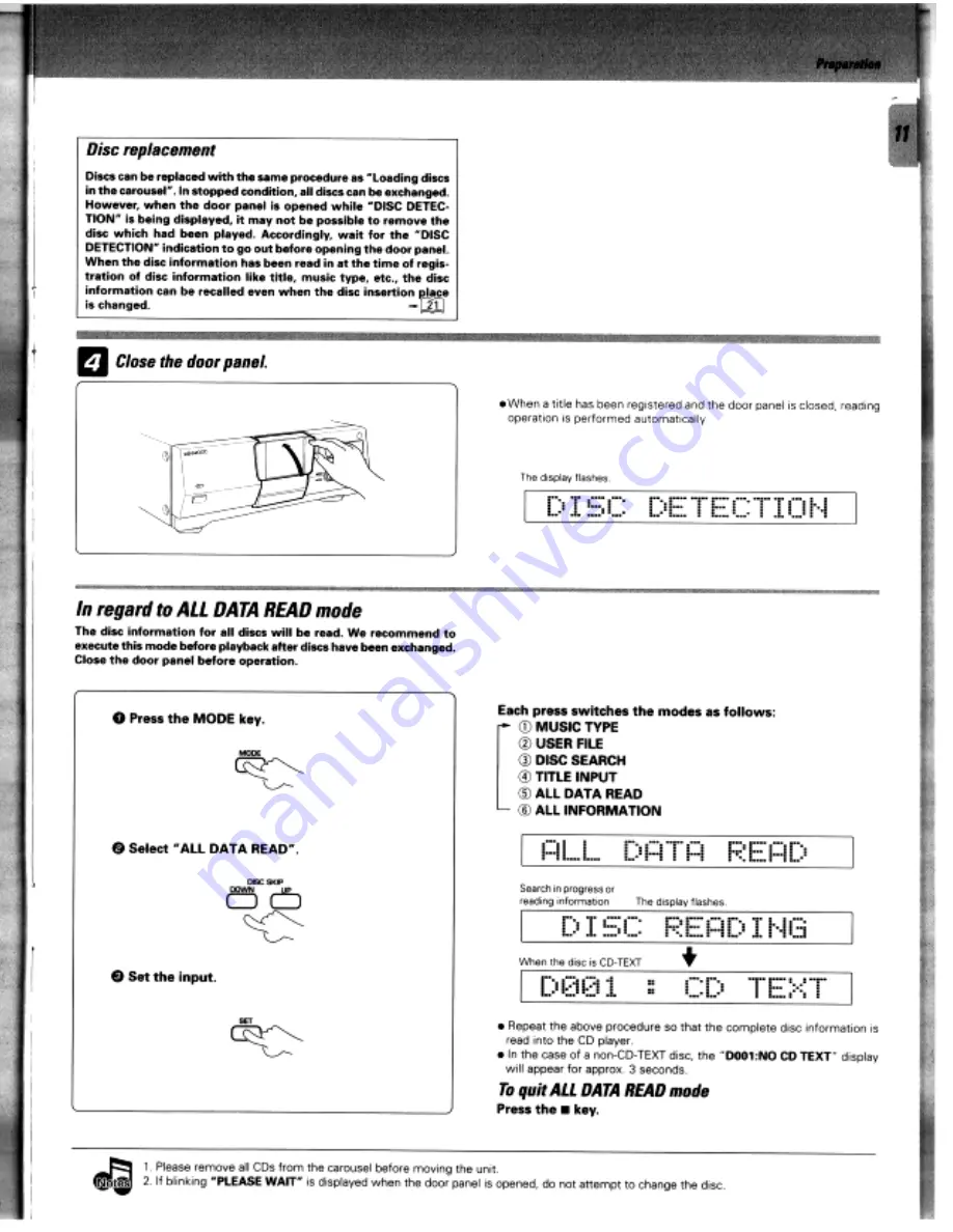 Kenwood CD-424M Instruction Manual Download Page 11