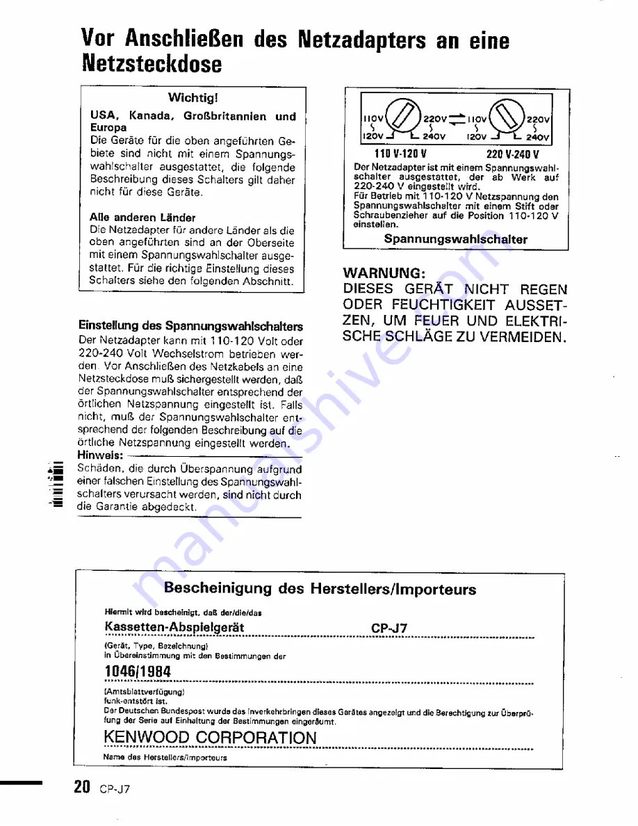 Kenwood CP-J7 Instruction Manual Download Page 24