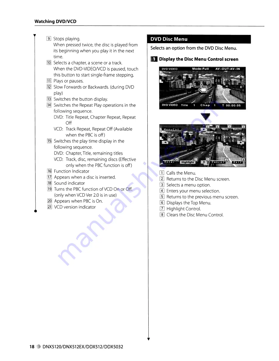 Kenwood DDX-512 - DVD Player With LCD monitor Instruction Manual Download Page 18