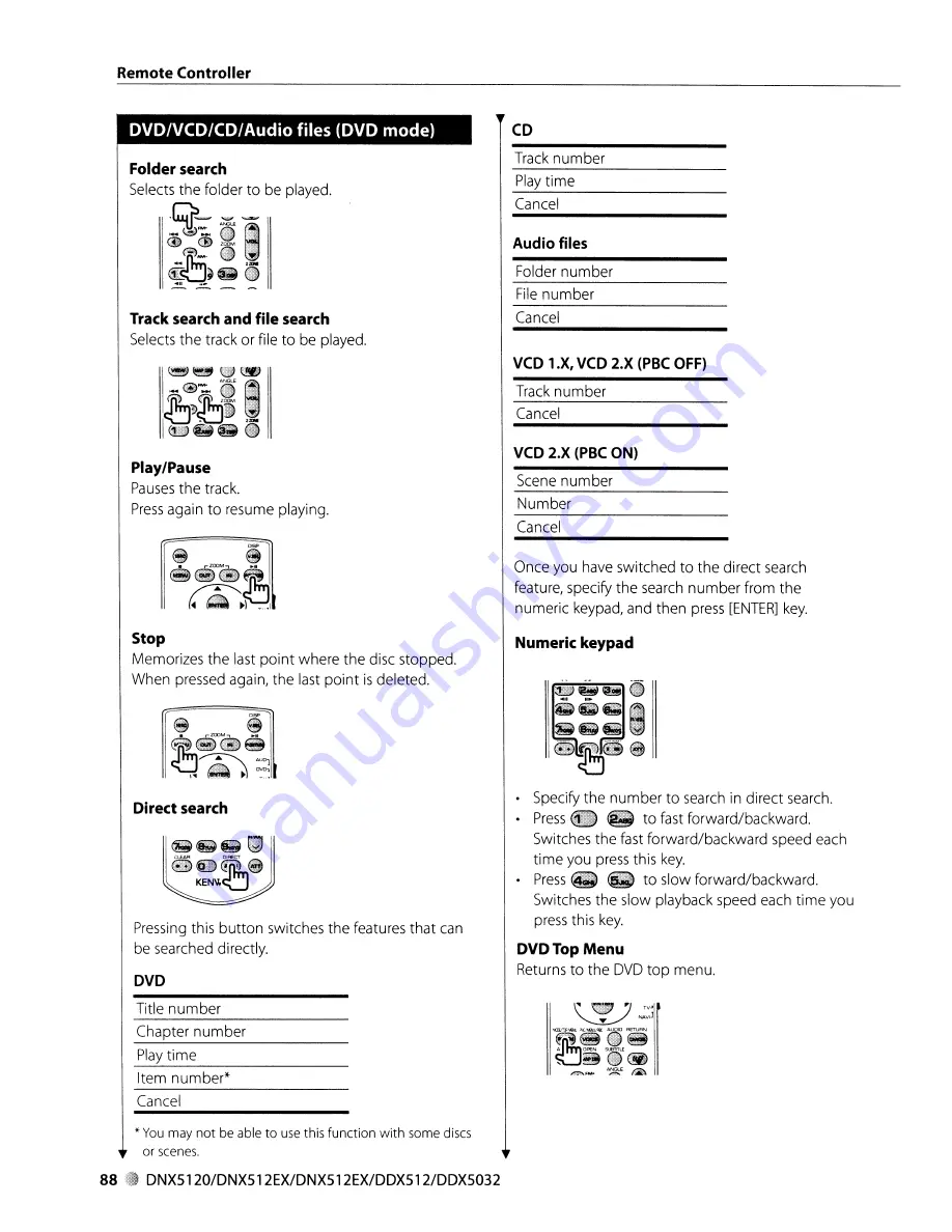 Kenwood DDX-512 - DVD Player With LCD monitor Instruction Manual Download Page 88