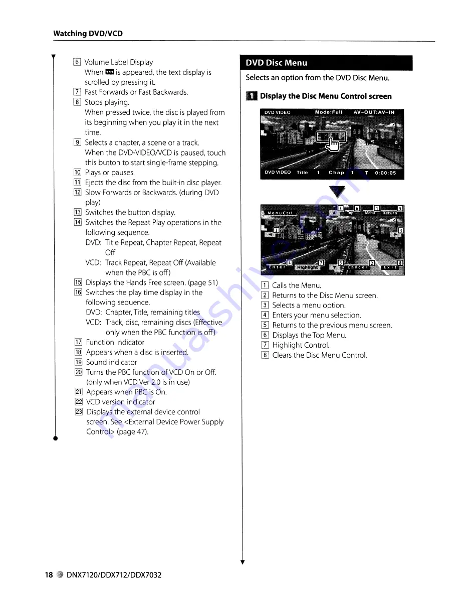 Kenwood ddx712 - DVD Player With LCD monitor Instruction Manual Download Page 18