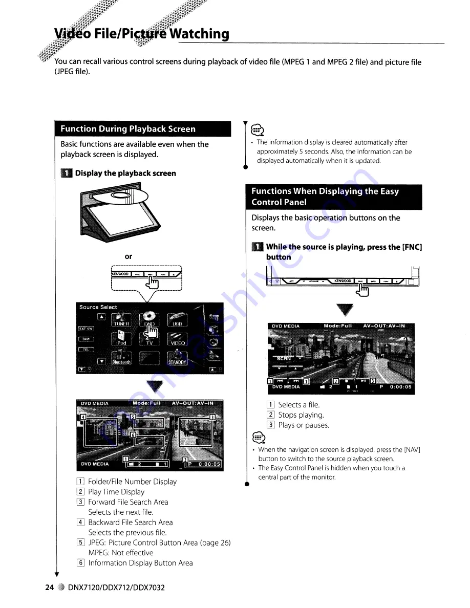 Kenwood ddx712 - DVD Player With LCD monitor Instruction Manual Download Page 24