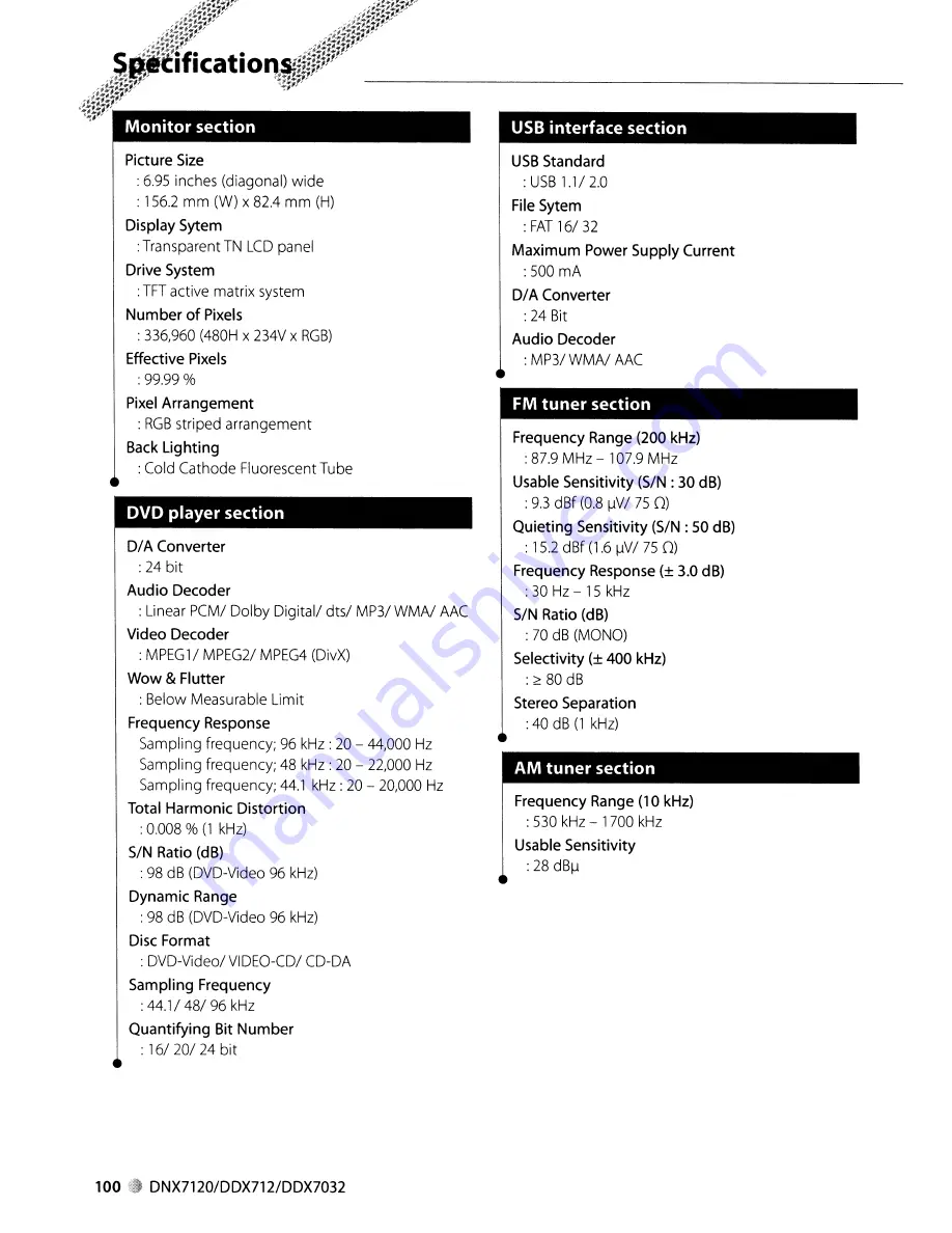 Kenwood ddx712 - DVD Player With LCD monitor Instruction Manual Download Page 100