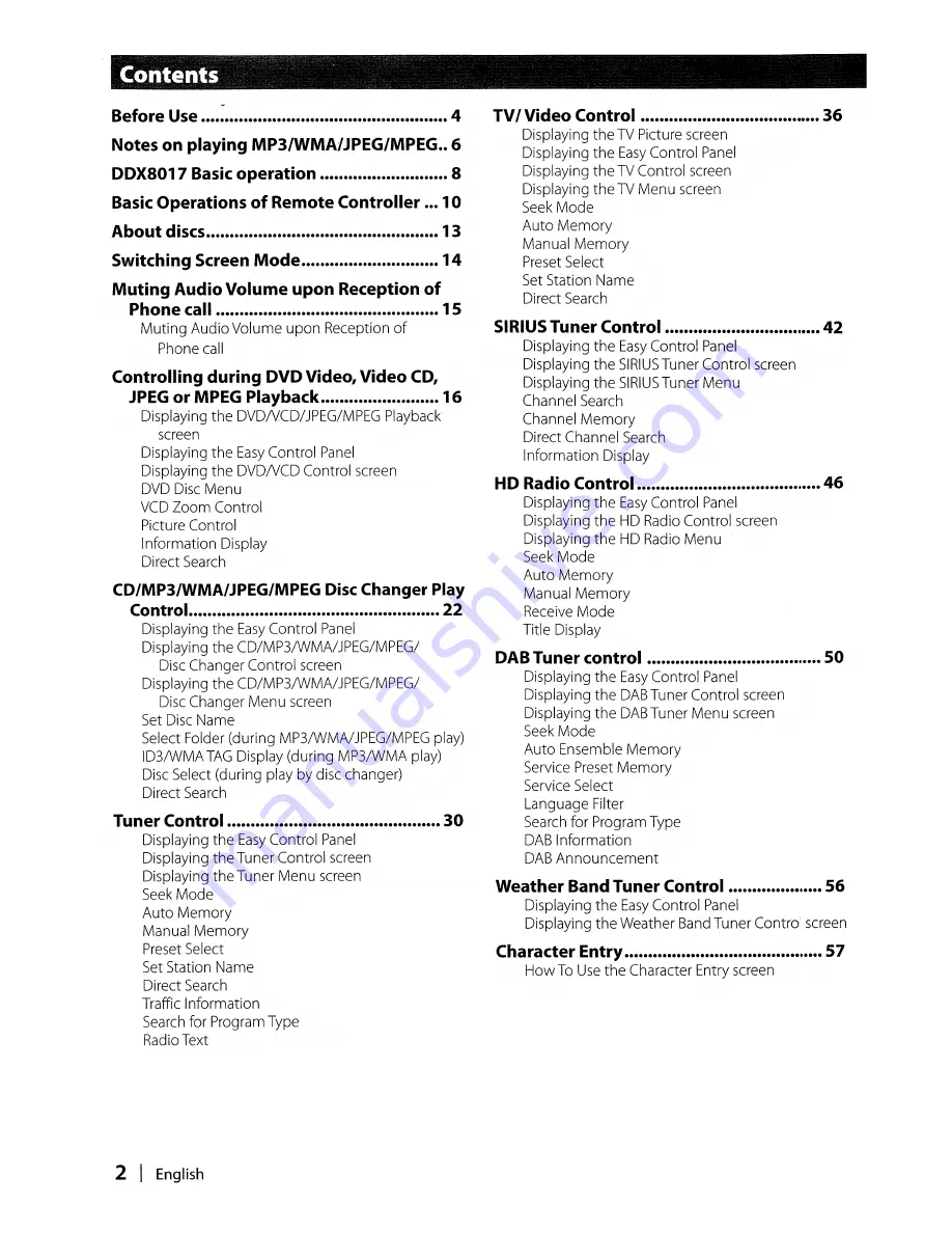 Kenwood DDX8017 - Excelon - DVD Player Instruction Manual Download Page 2