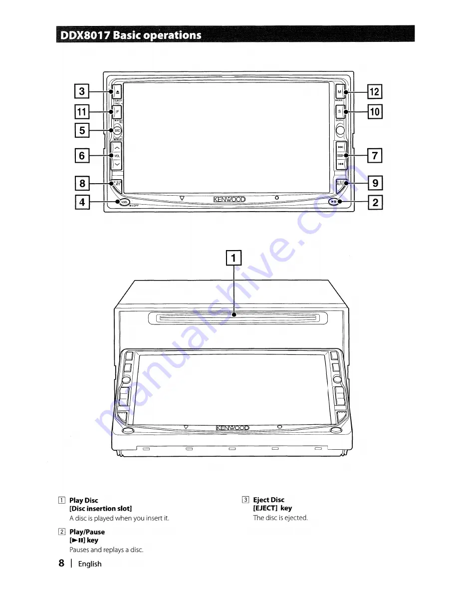 Kenwood DDX8017 - Excelon - DVD Player Скачать руководство пользователя страница 8