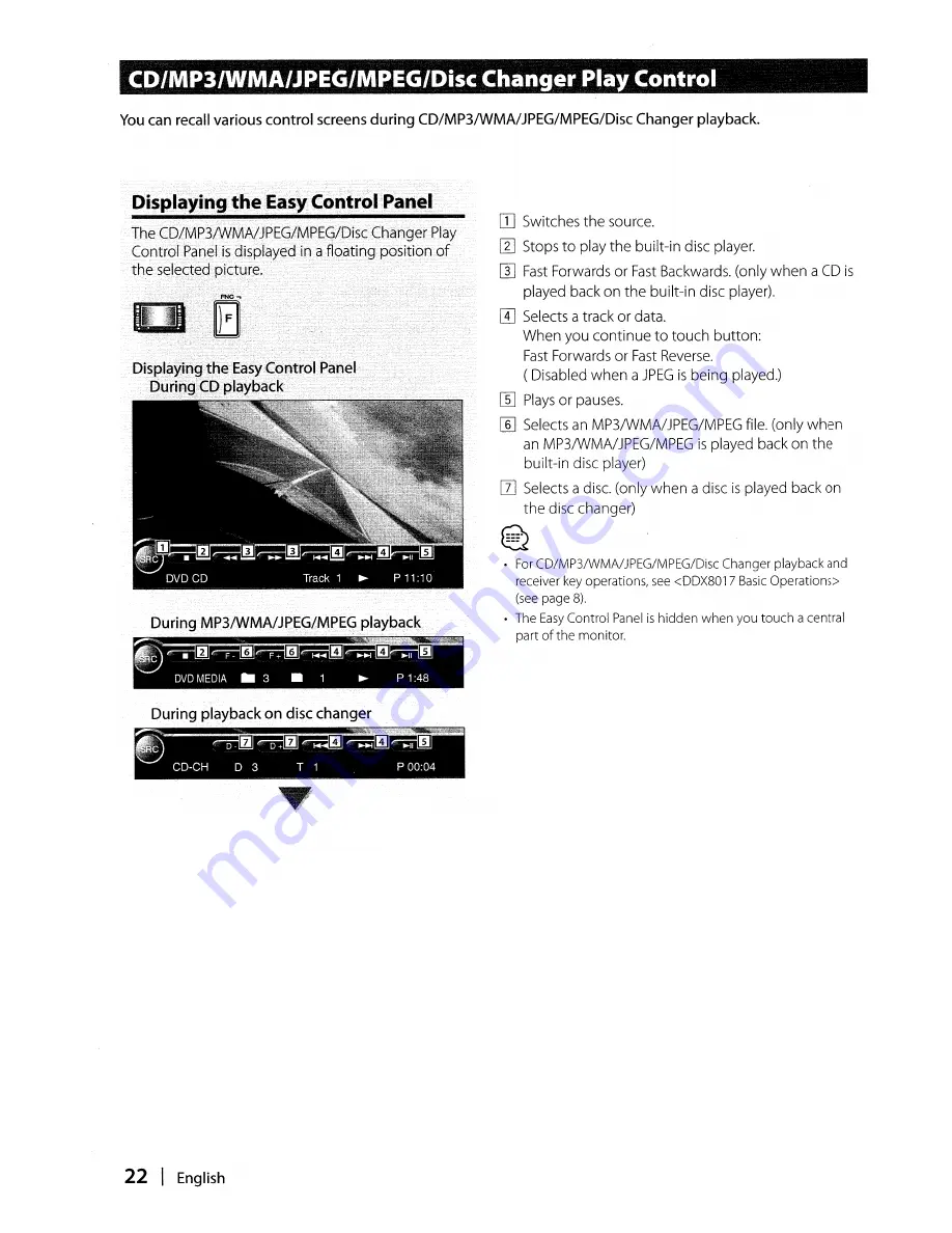 Kenwood DDX8017 - Excelon - DVD Player Instruction Manual Download Page 22