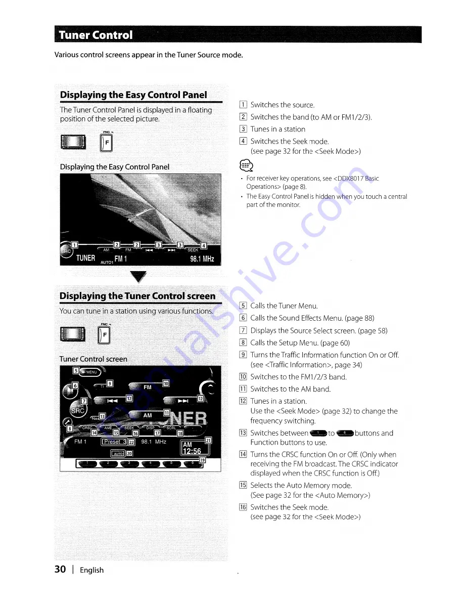 Kenwood DDX8017 - Excelon - DVD Player Скачать руководство пользователя страница 30