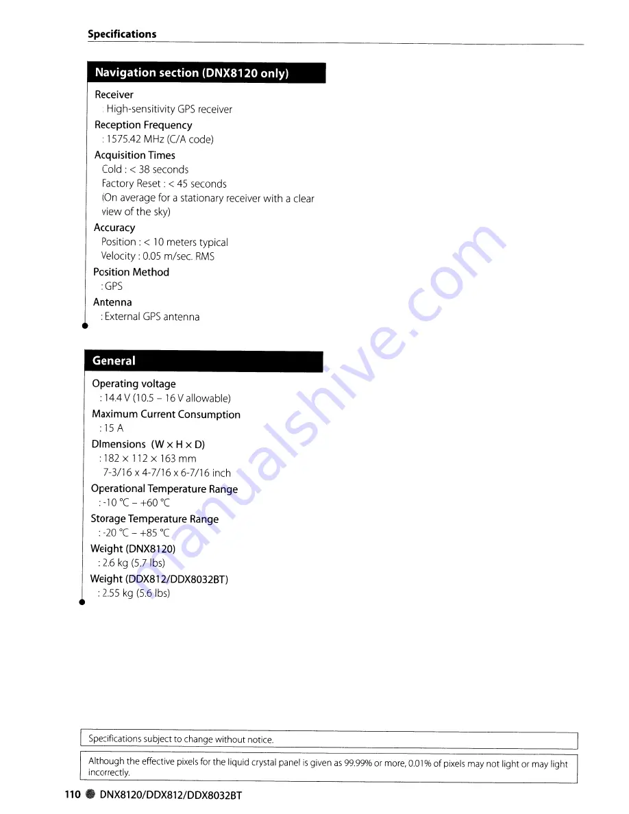 Kenwood DDX812 - Excelon - DVD Player Instruction Manual Download Page 110