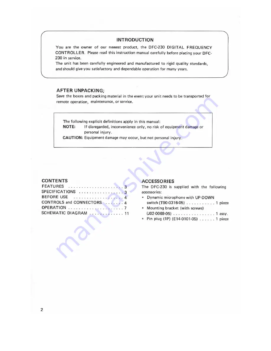 Kenwood DFC-230 Instruction Manual Download Page 2