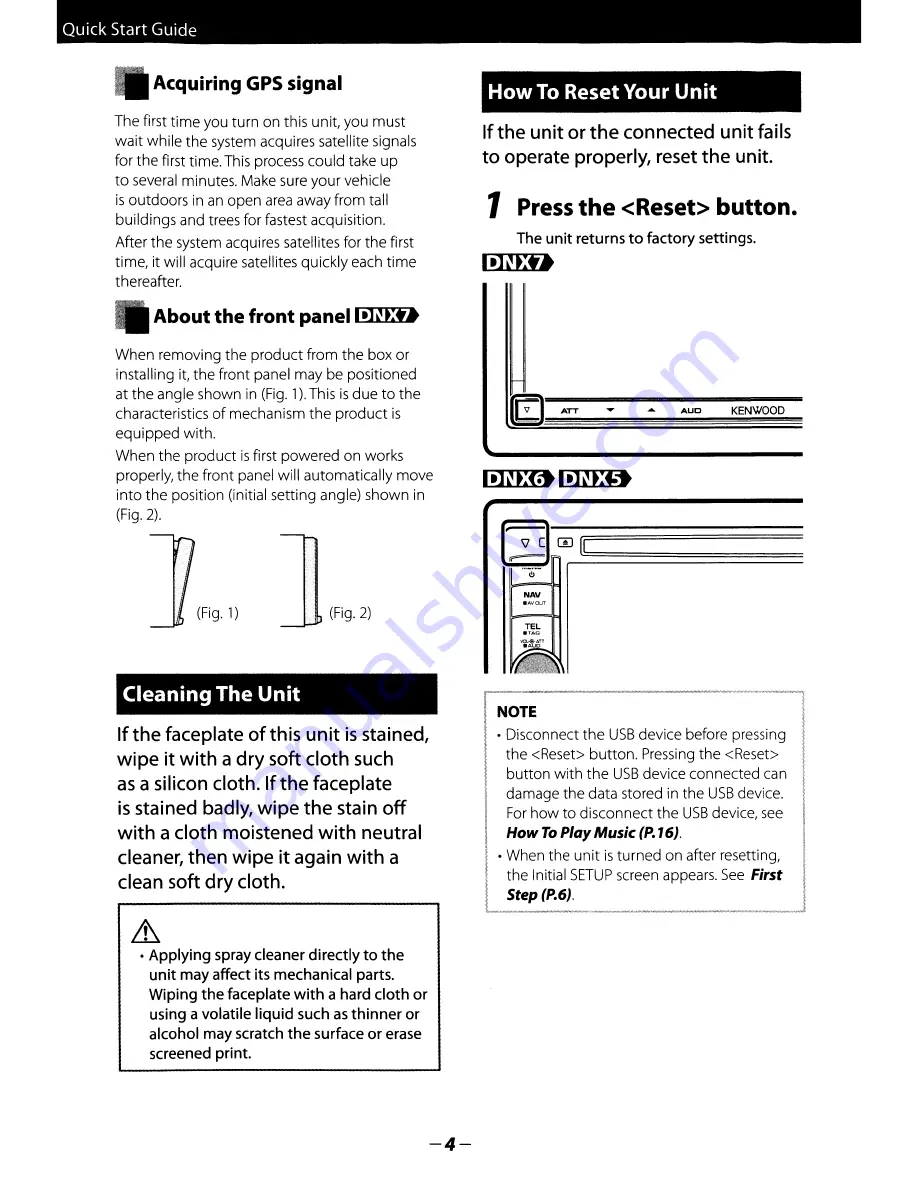 Kenwood DNX5180 Quick Start Manual Download Page 4