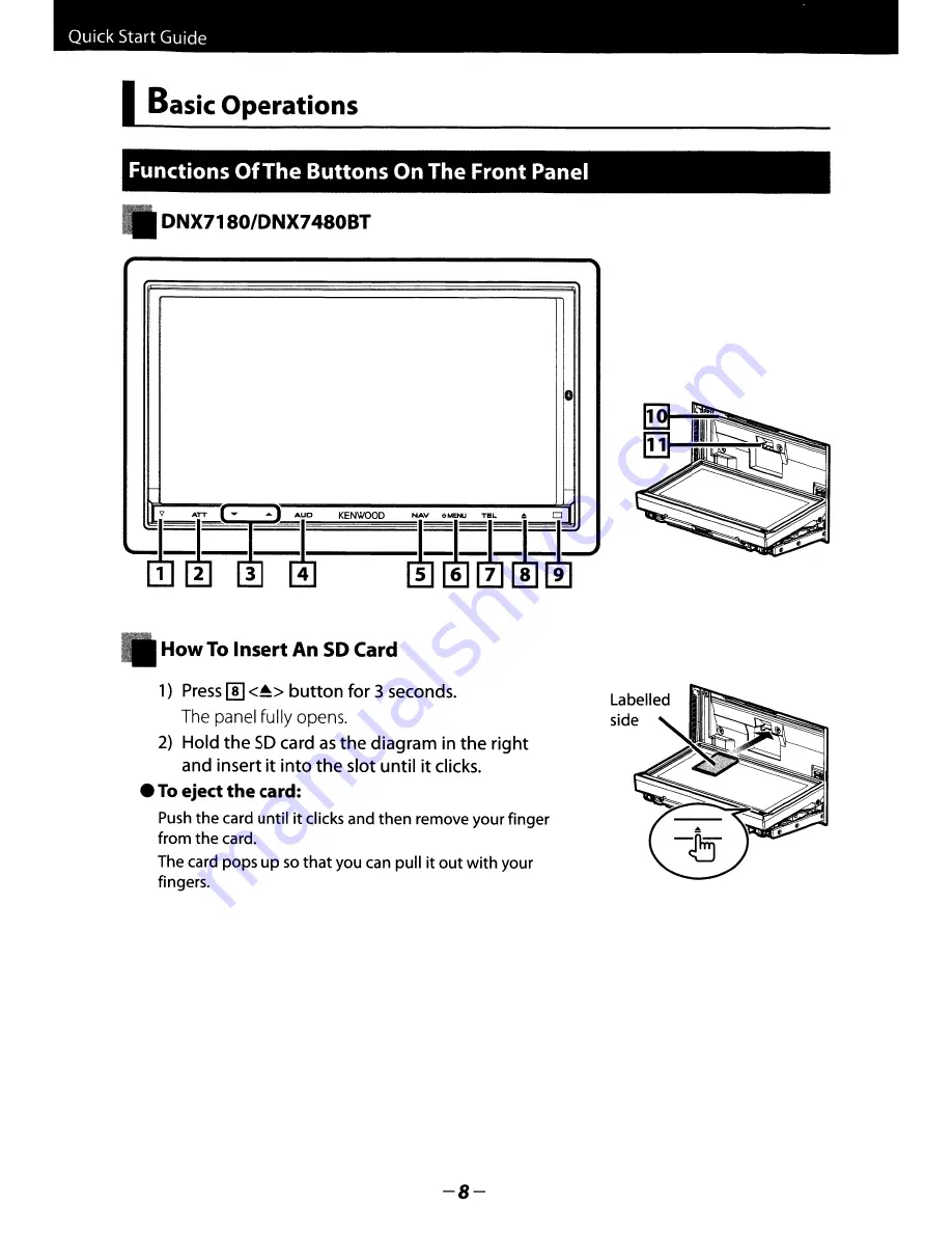 Kenwood DNX5180 Quick Start Manual Download Page 8