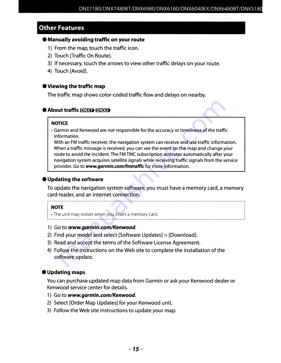 Kenwood DNX5180 Quick Start Manual Download Page 15