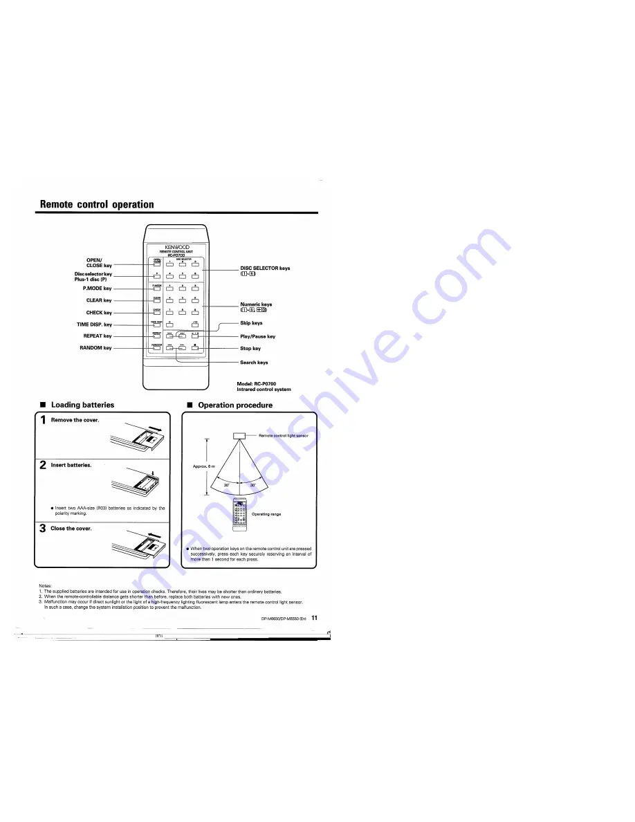 Kenwood DP-M5550 Instruction Manual Download Page 11