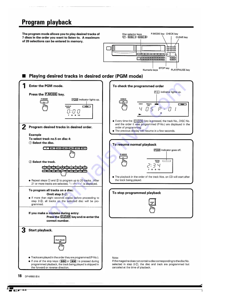 Kenwood DP-M993 Instruction Manual Download Page 16