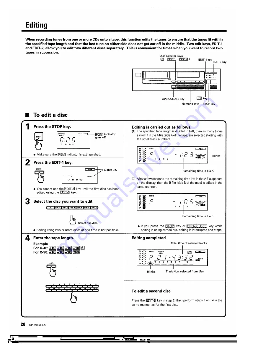 Kenwood DP-M993 Instruction Manual Download Page 20