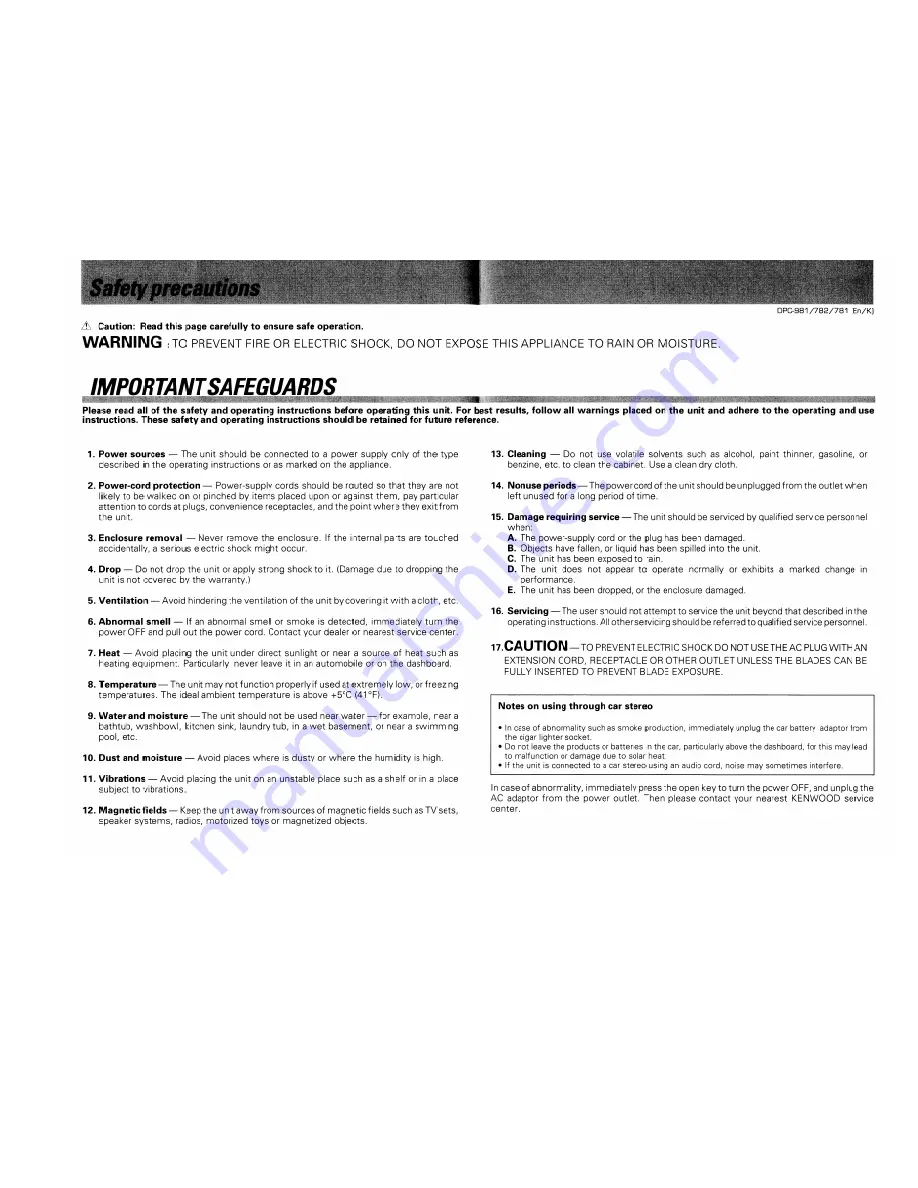 Kenwood DPC-781 Instruction Manual Download Page 3