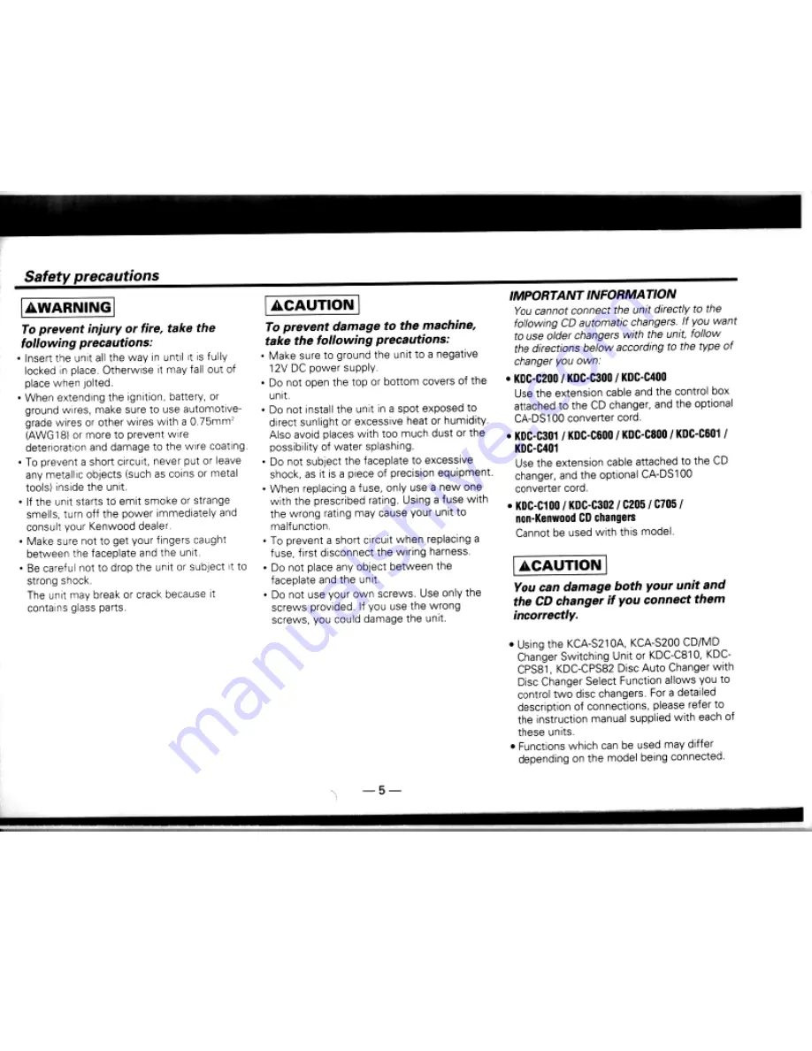 Kenwood DPX-600 Instruction Manual Download Page 5