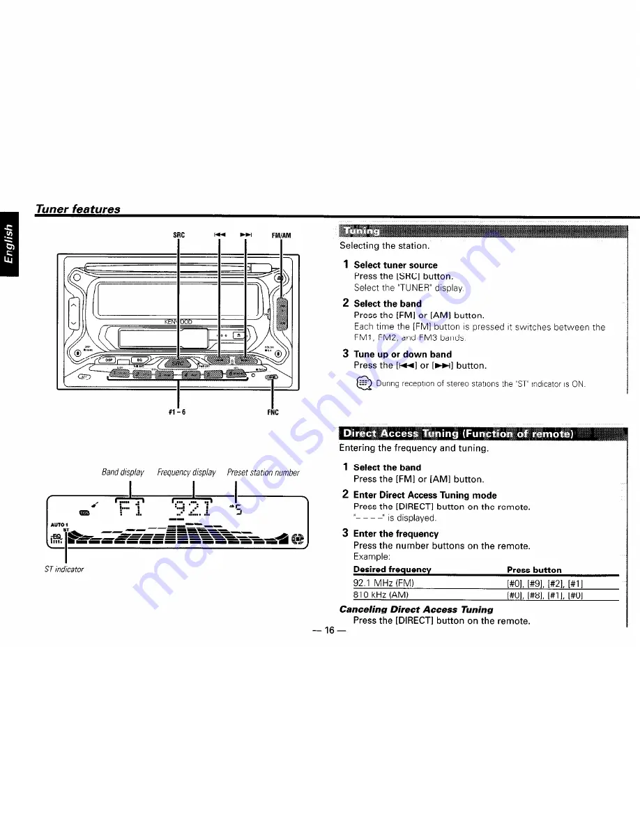 Kenwood DPX-MP4030 Instruction Manual Download Page 16