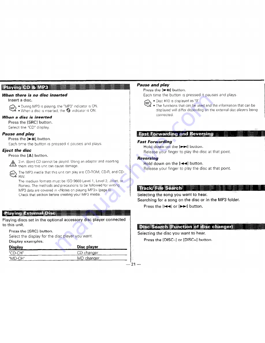 Kenwood DPX-MP4030 Instruction Manual Download Page 21