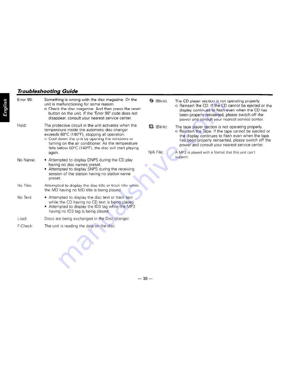 Kenwood DPX-MP4030 Instruction Manual Download Page 38