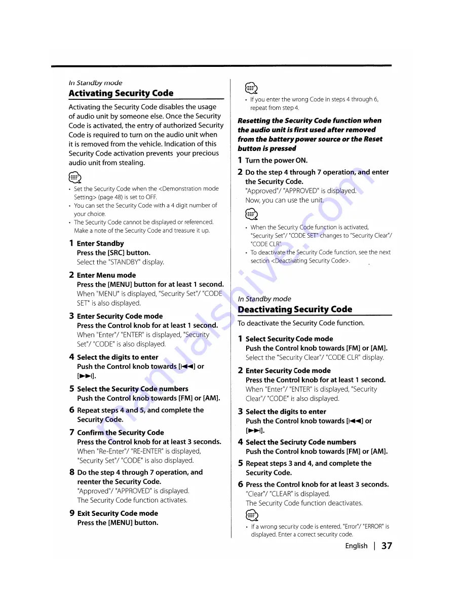 Kenwood DPX501 Instruction Manual Download Page 37