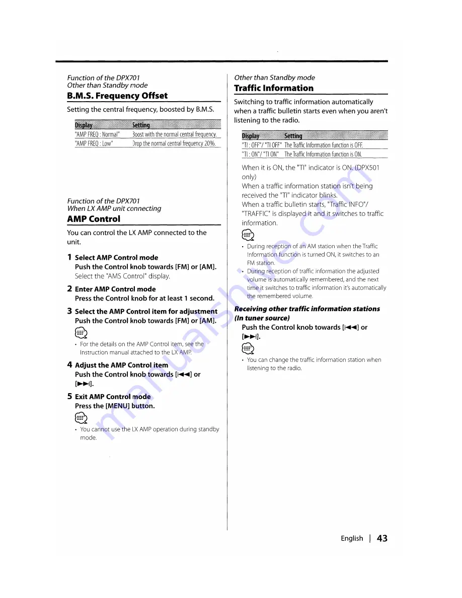 Kenwood DPX501 Instruction Manual Download Page 43