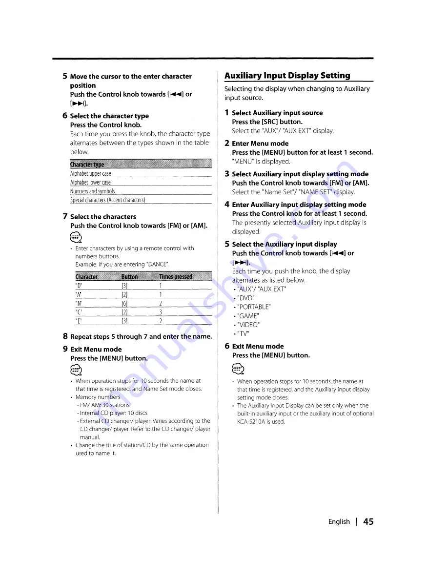 Kenwood DPX501 Instruction Manual Download Page 45