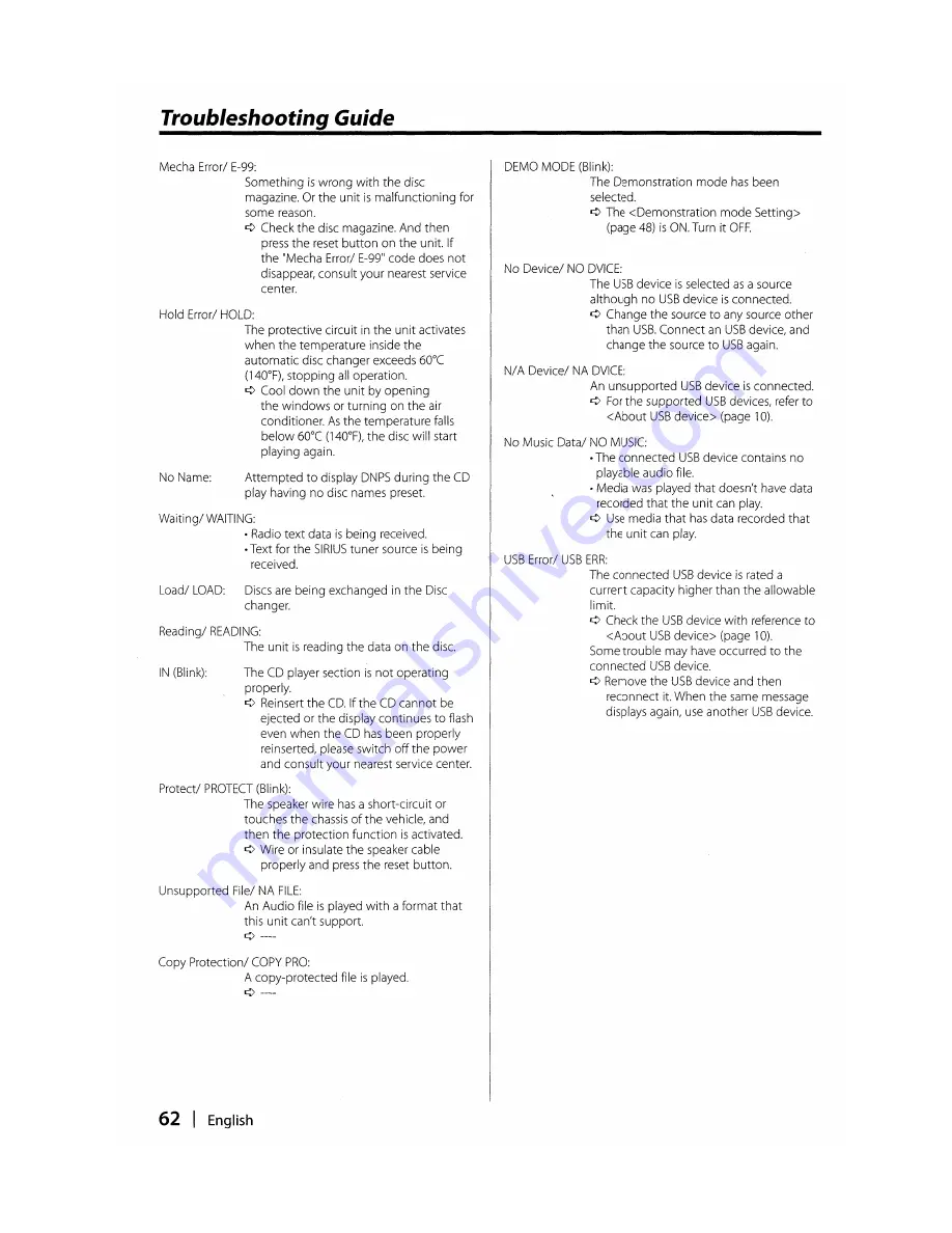 Kenwood DPX501 Instruction Manual Download Page 62