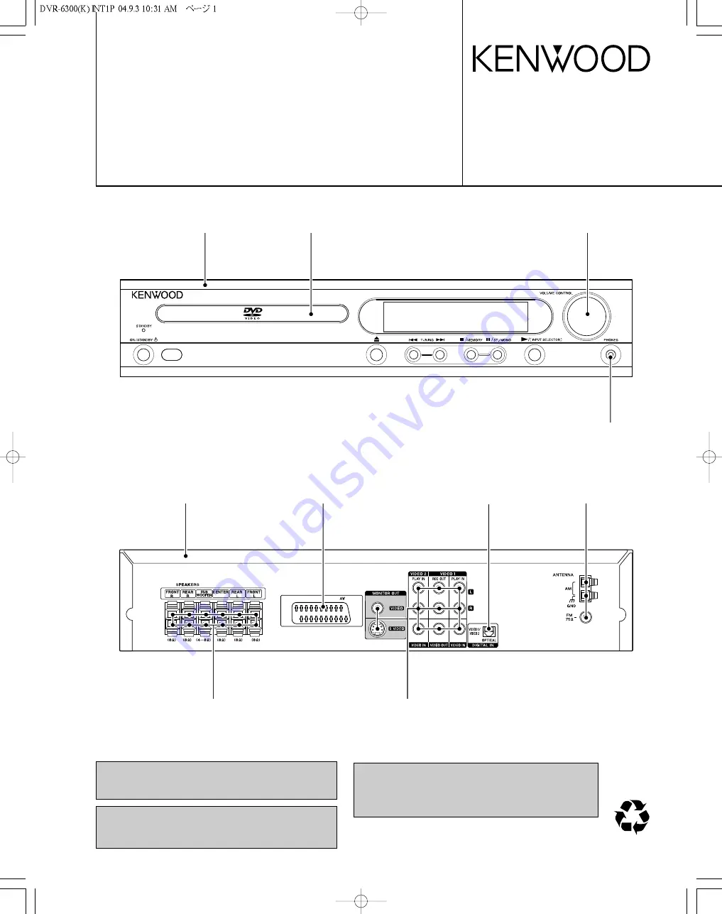 Kenwood DVR-6300 Service Manual Download Page 1