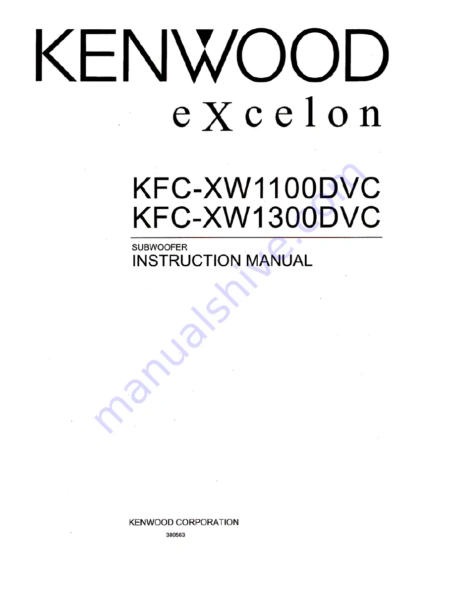 Kenwood eXcelon KFC-XW1300DVC User Manual Download Page 1