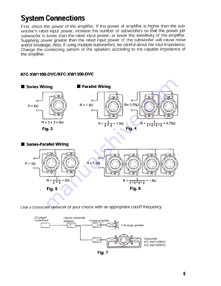 Kenwood eXcelon KFC-XW1300DVC User Manual Download Page 5