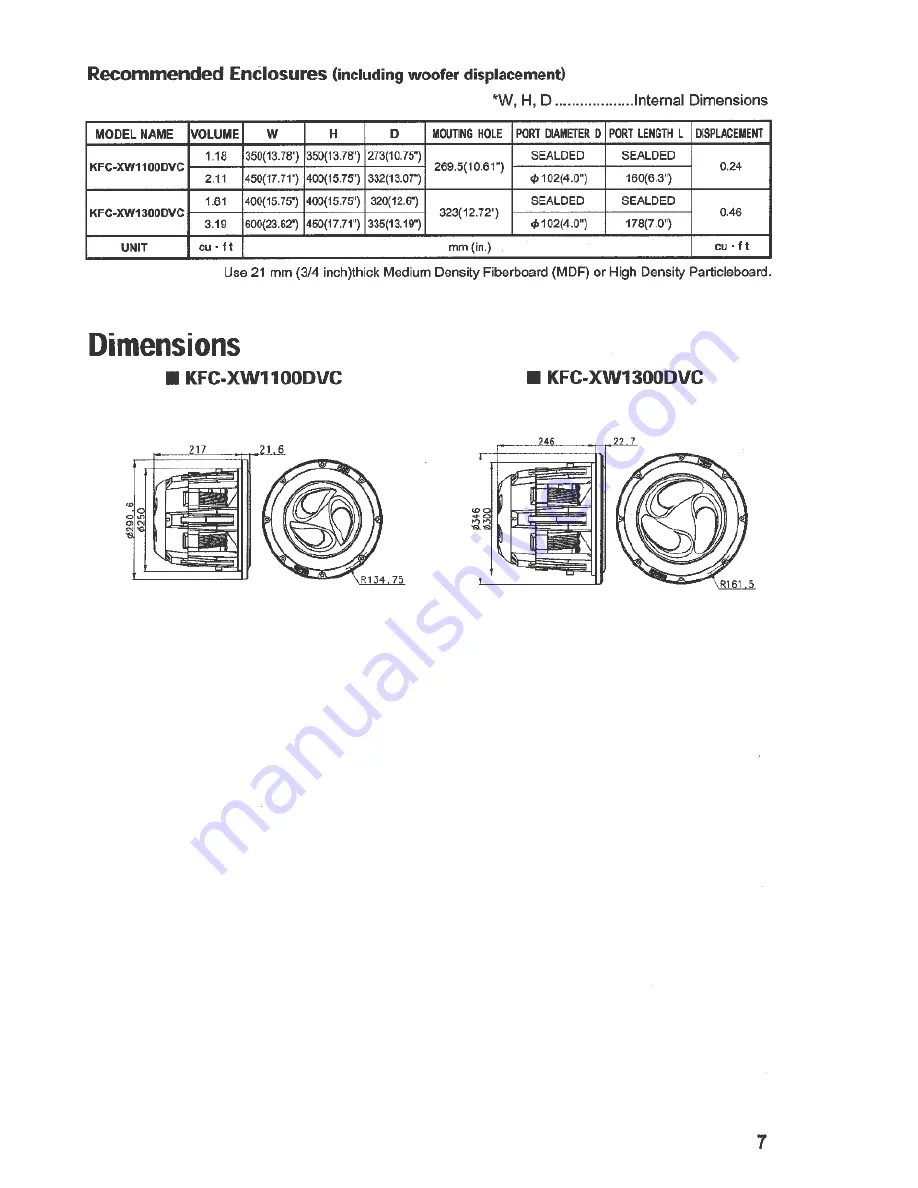 Kenwood eXcelon KFC-XW1300DVC User Manual Download Page 7