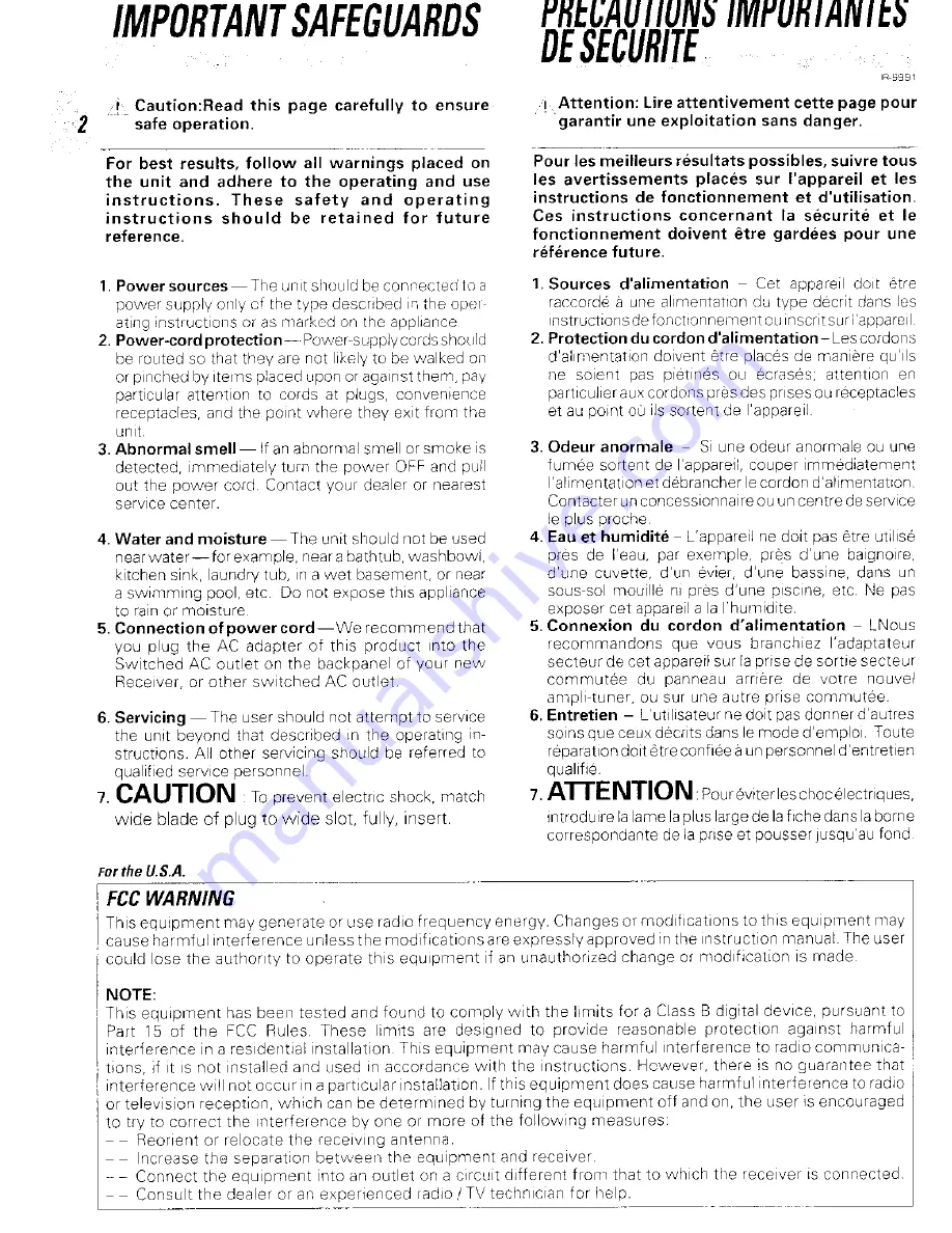 Kenwood IR-9991 Instruction Manual Download Page 2