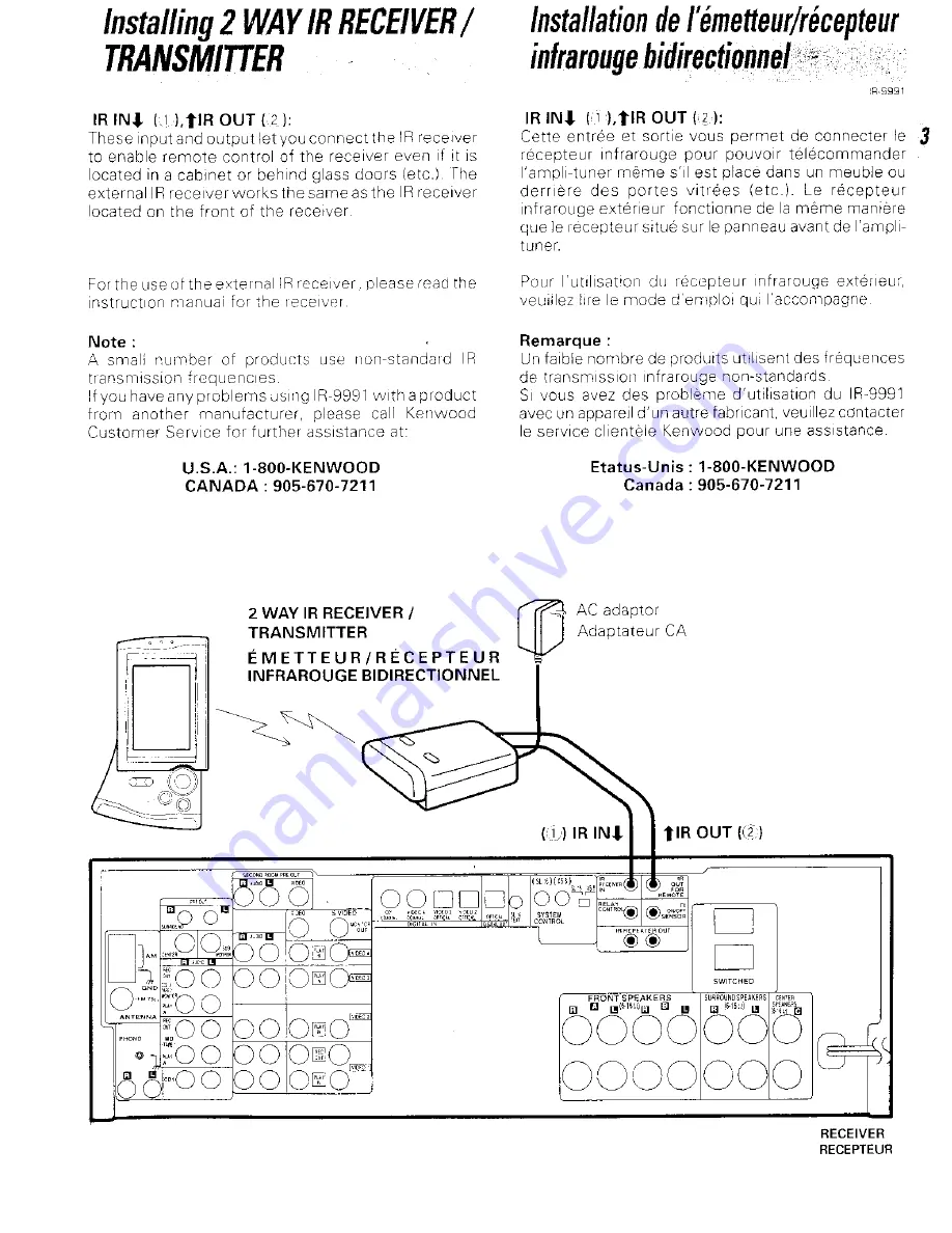 Kenwood IR-9991 Instruction Manual Download Page 3