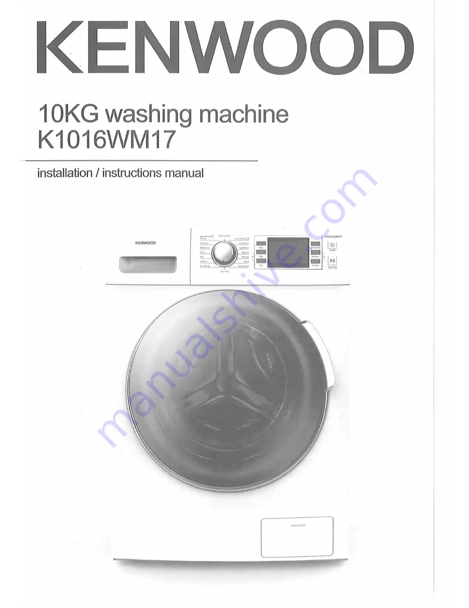 Kenwood K1016WM17 Installation And Instruction Manual Download Page 1