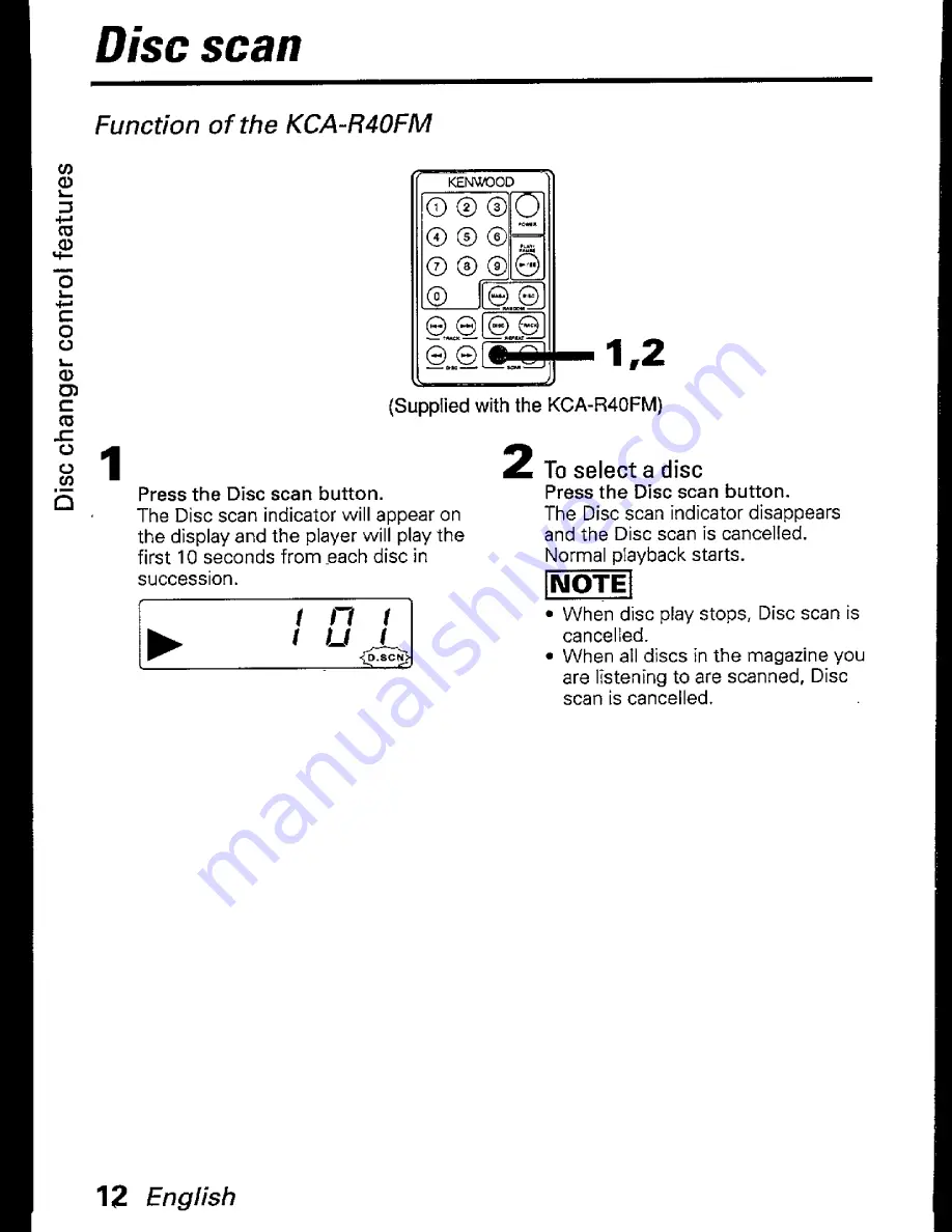 Kenwood KCA-R30FM Instruction Manual Download Page 12