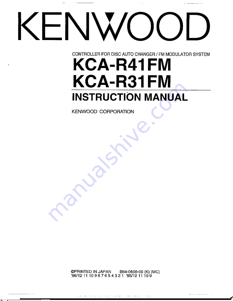 Kenwood KCA-R31FM Instruction Manual Download Page 1