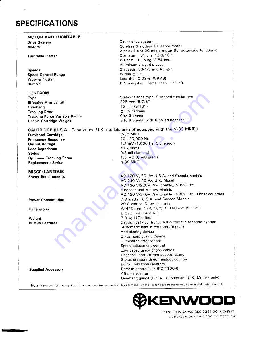 Kenwood KD-4100 Скачать руководство пользователя страница 11