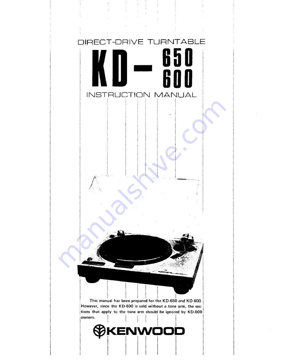 Kenwood KD-600 Instruction Manual Download Page 1