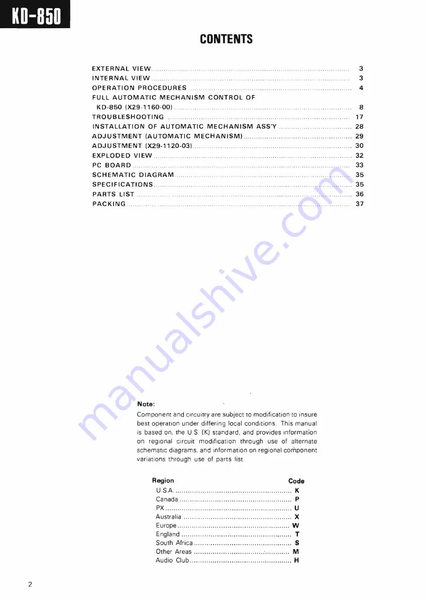 Kenwood KD-850 Service Manual Download Page 2