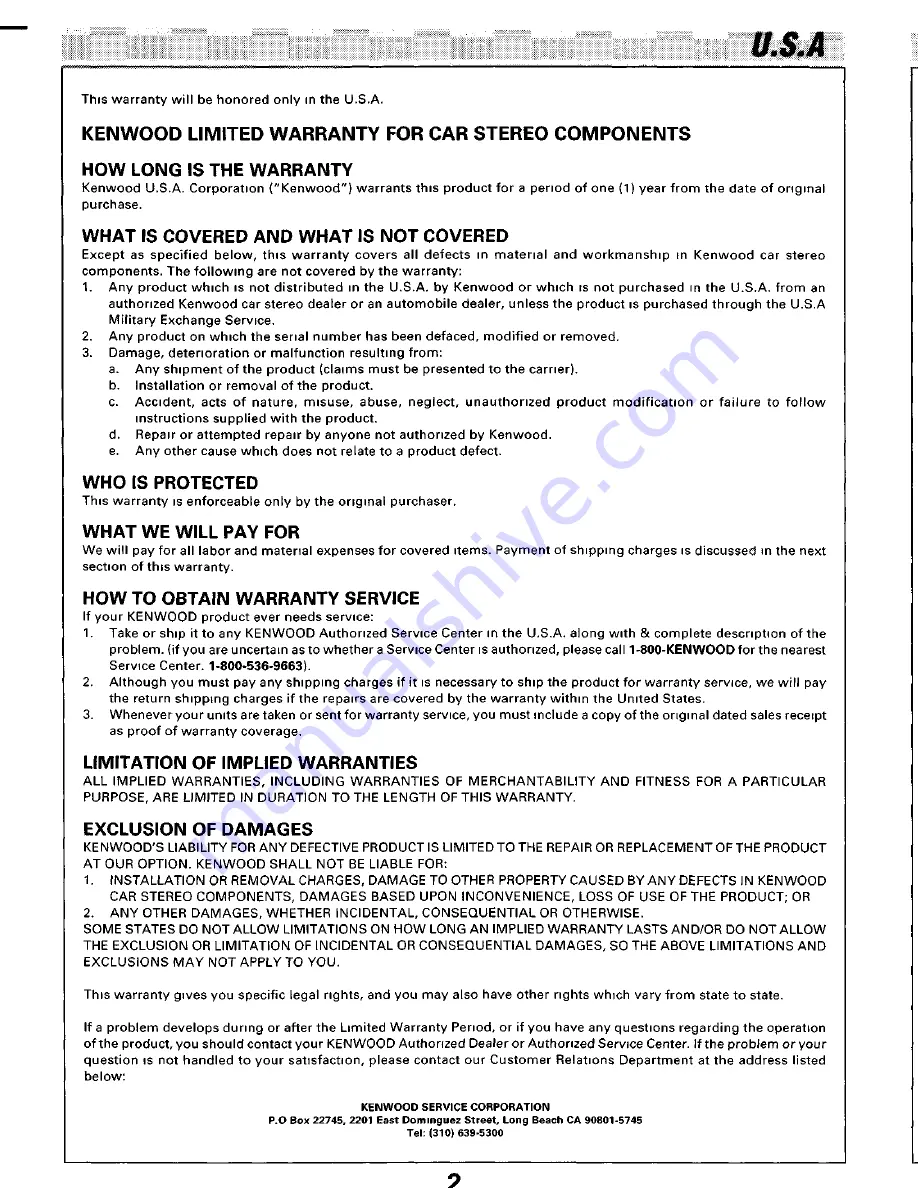 Kenwood KDC-115S Instruction Manual Download Page 21